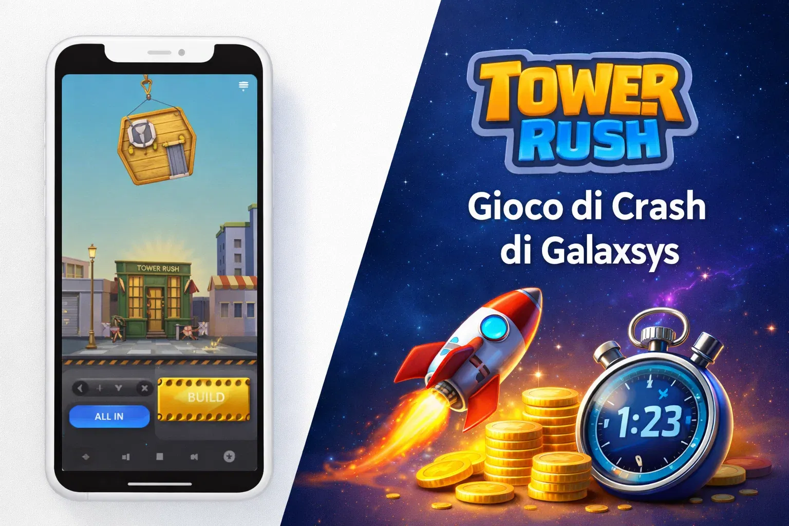 Tower Rush Gioco di Crash di Galaxsys